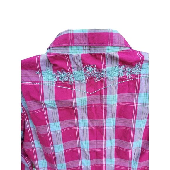 Bit & Brindle Snap Front Shirt S Womens Pink Embroidered Western Rodeo - Picture 5 of 6
